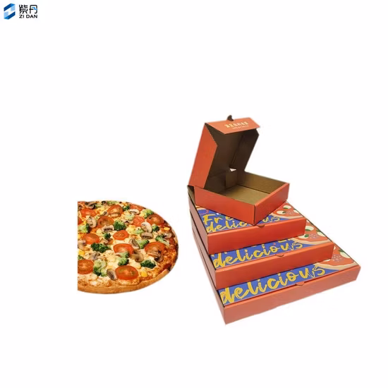 Pizza-Verpackungsbox mit individuellem Druck, Logo, Lebensmittelqualität, zum Mitnehmen, Einweg-Pizza-Papierbox aus Wellpappe